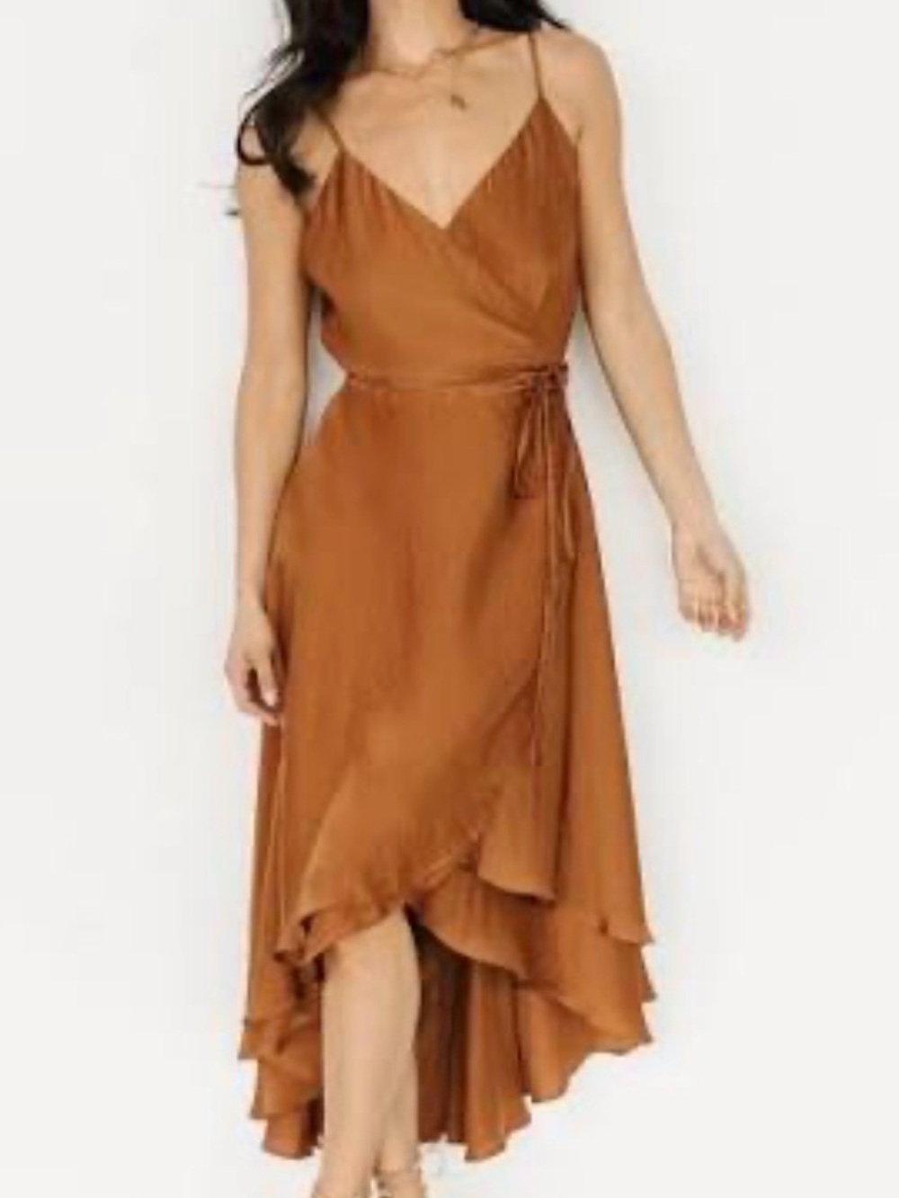 Baltic Born Steffi Tulip Wrap Slip Dress brown size small